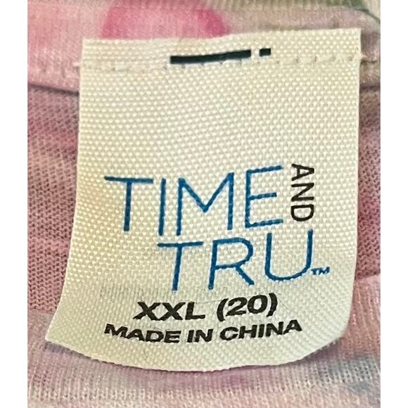 TIME & TRU CAP SLV ROUND NECK BLOUSE, WOMENS, XXL/2XL/20, PINK PURPLE BLUE GRN - Picture 10 of 12